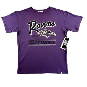 47 Brand Baltimore Ravens NFL T-Shirt Mens Unisex Purple Distressed Tee‎ Small